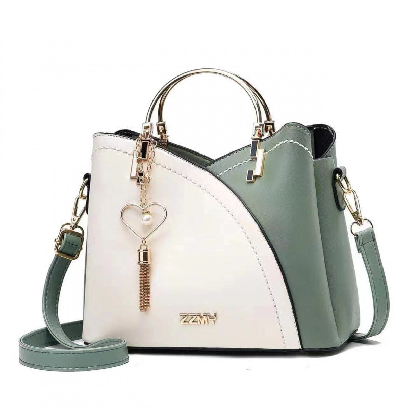 Color-blocked large-capacity shoulder bag with high-quality crossbody design