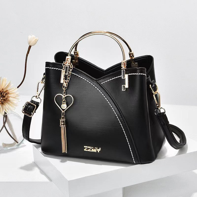Color-blocked large-capacity shoulder bag with high-quality crossbody design