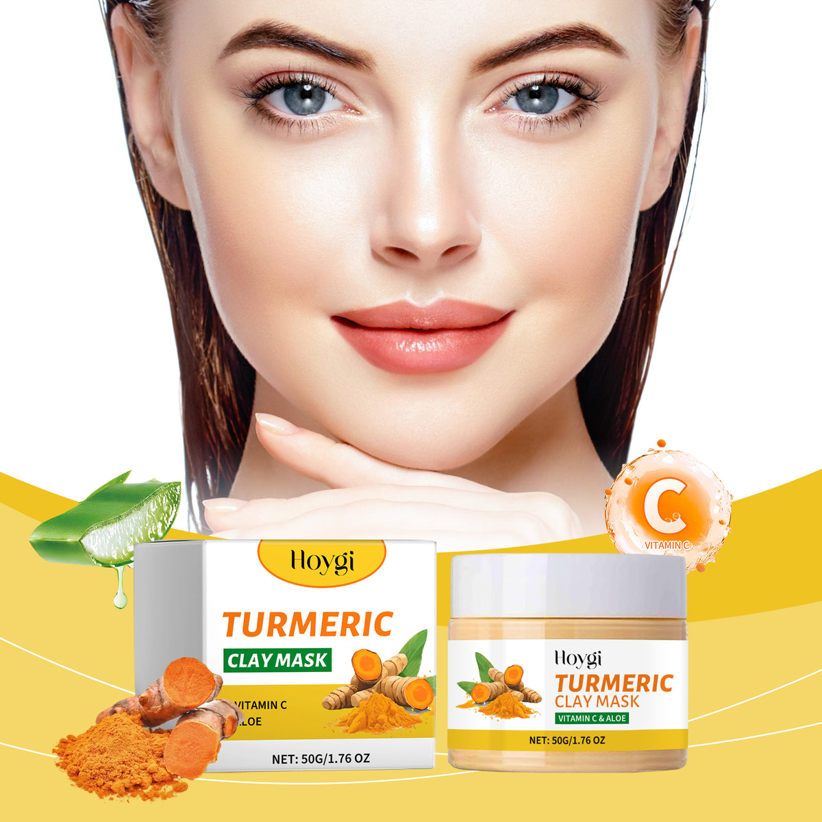 Hoygi Turmeric Mud Film Gently Cleans Skin Pores, Moisturizes Skin Care, Moisturizes Moisture, Locks Water And Moistens Soft Mud Film