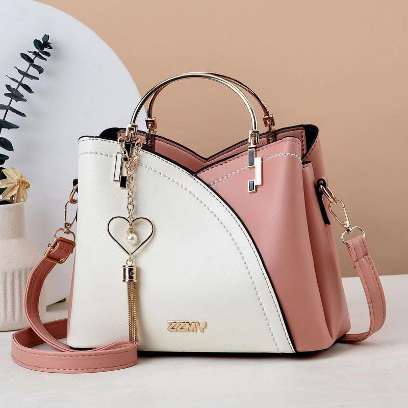 Color-blocked large-capacity shoulder bag with high-quality crossbody design