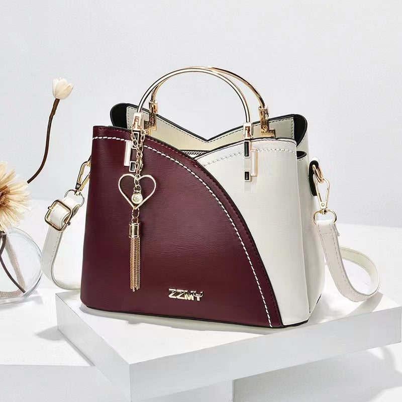 Color-blocked large-capacity shoulder bag with high-quality crossbody design
