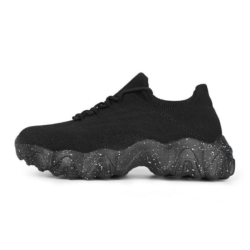 Daily Sporty Women's Shoes Cross-border New Summer Elevated Big Size Knitted Shoes Couple Style