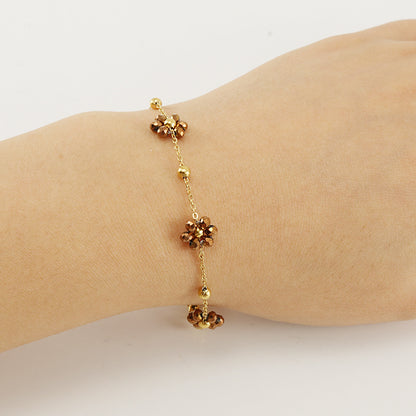 Versatile Fresh Floral Stainless Steel Bracelet for Women, Unique Titanium Steel Necklace Jewelry