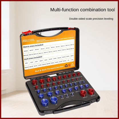 Extrusion Nut Bolt Thread Gauge Set, 44-Piece Metric and Imperial Thread Checker for Aluminum Profile Processing