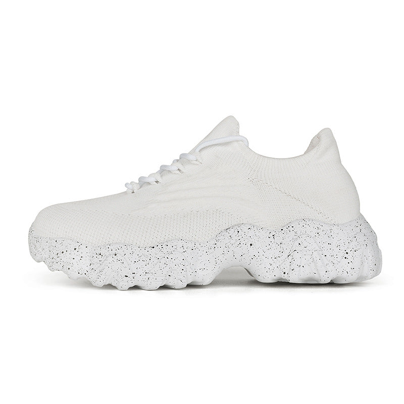 Daily Sporty Women's Shoes Cross-border New Summer Elevated Big Size Knitted Shoes Couple Style