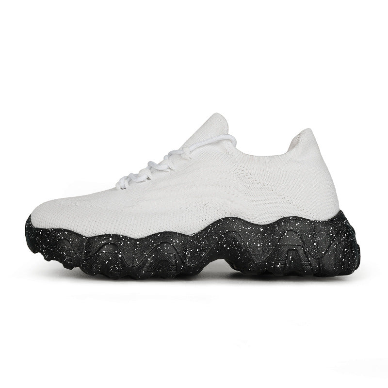 Daily Sporty Women's Shoes Cross-border New Summer Elevated Big Size Knitted Shoes Couple Style