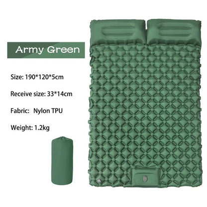 Ultralight Inflatable Sleeping Pad with Pillow - 1-2 Person Camping Mattress