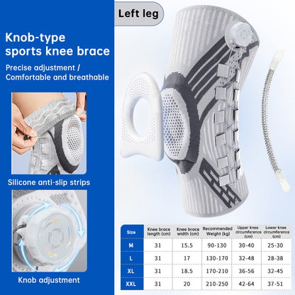 Adjustable Knob Knee Brace with Spring Support, Slim Shin Defender Basketball Knee Pads, Non-Slip Compression Sports Protector