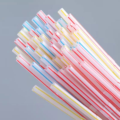 Flexible Colorful Plastic Straws 100-Pack, Bendable Extra Long