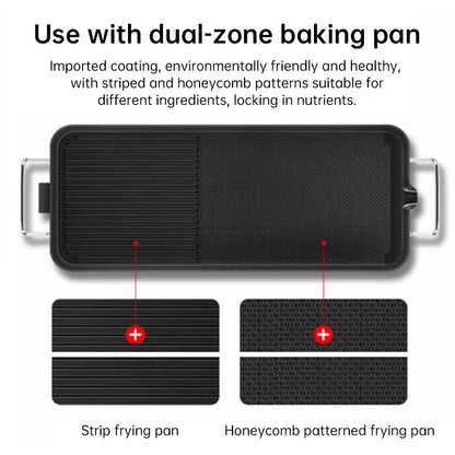 1500W Electric Teppanyaki Grill, Smokeless Non-Stick Griddle, Portable Tabletop BBQ Plate with Adjustable Temp