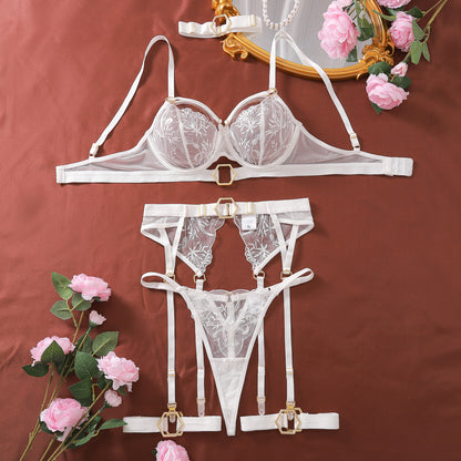 Sexy Lingerie Set with Metal Buckle, 5-Piece Bra Set